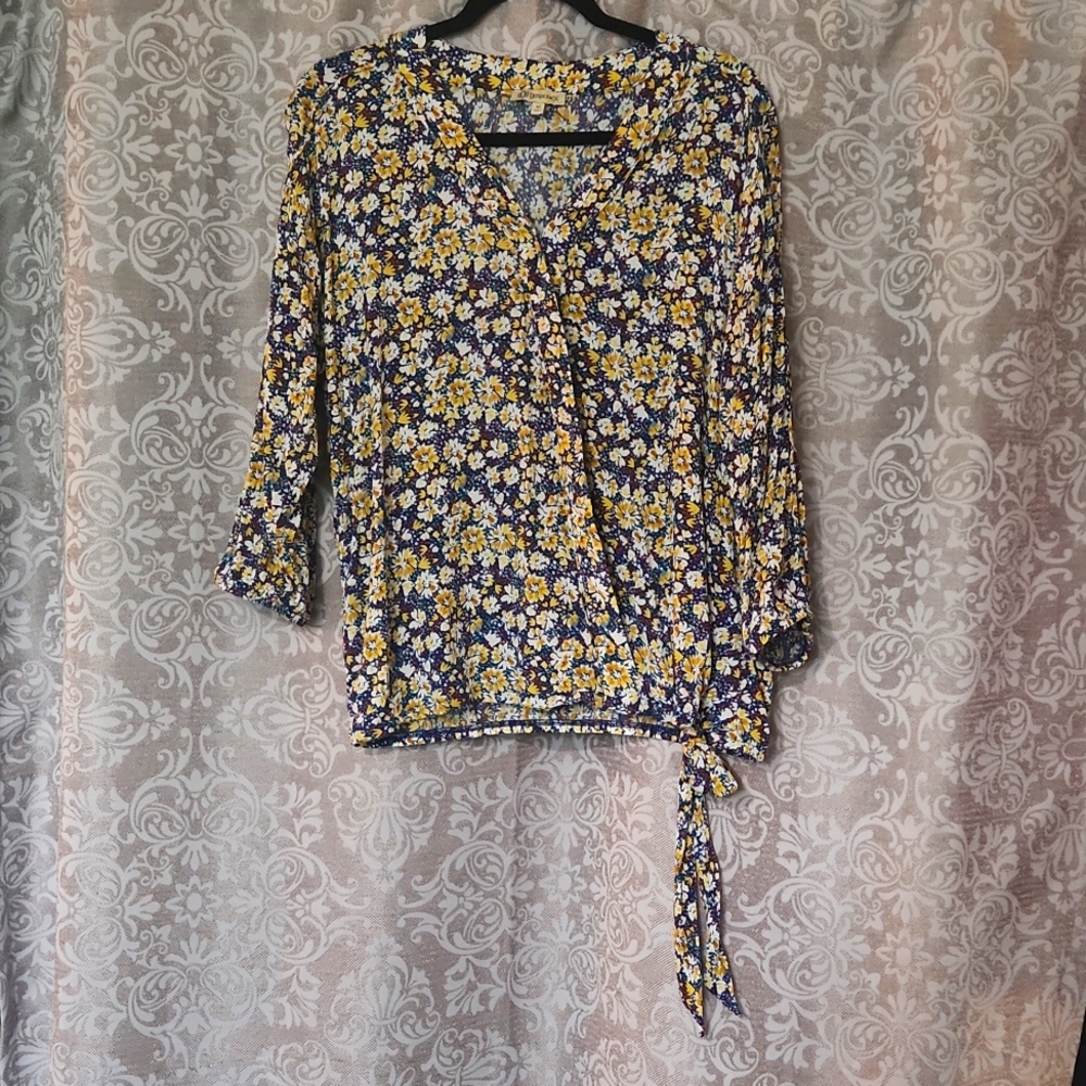 Democracy Floral Colorful Wrap Cropped Top Size Medium